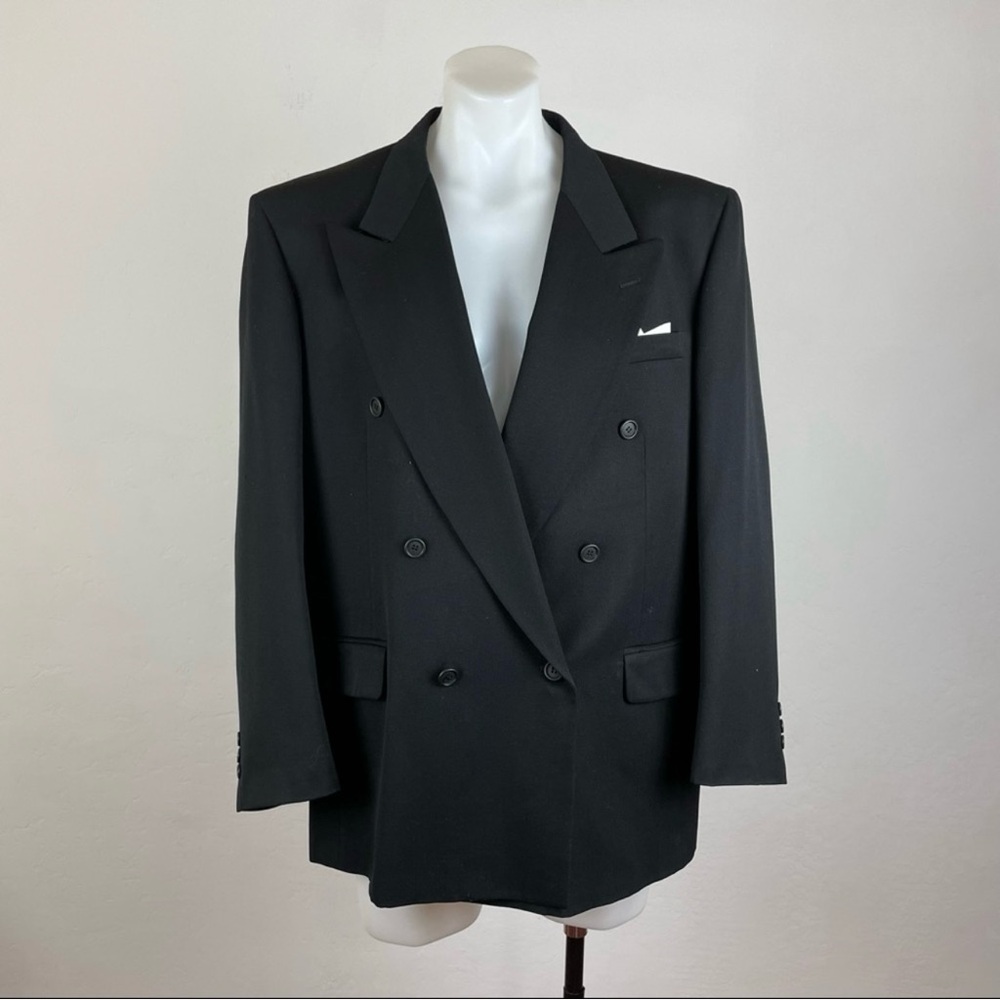 Pierre Balmain Men’s Vintage Double Breasted Suit Coat in Black - Picture 1 of 16